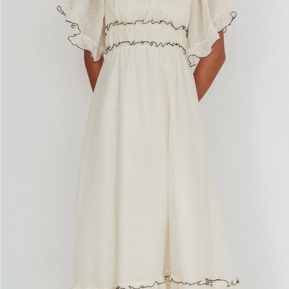 KATHLENE FLUTTER SLEEVES MAXI DRESS CREAM - Picture 5 of 5